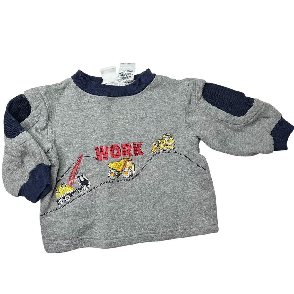 vintage 90s 1990s retro aesthetic Grey and blue long sleeve baby shirt 3T
